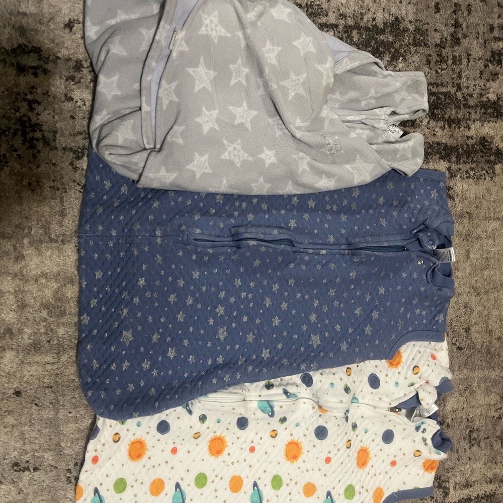 Hudson Baby Star and Planet Sleep Sacks - Blue, Gray, White